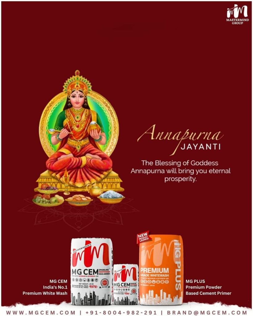 Celebrate Annapurna Jayanti with MG CEM & MG PLUS - The Best White Cement Wash and Cement Primer in India❤️🙏