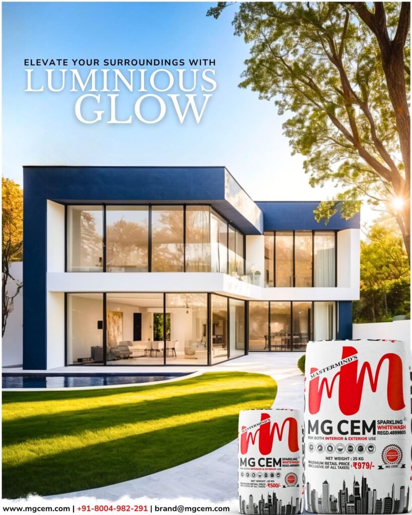 Embrace the Luminous Glow with MG CEM, India's No.1 Premium White Cement Wash.✨️🏠💫